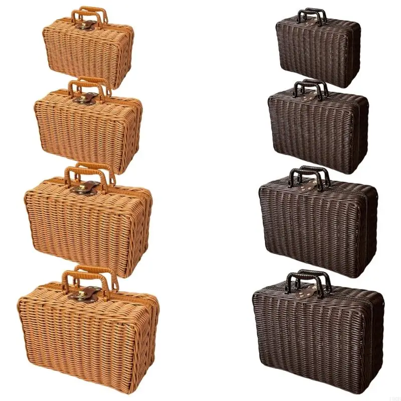 Imitation Rattan Weaving Box Handheld Basket for Travel Lovers and Collectors