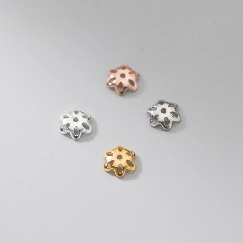 10pcs/Lot 100% 925 Sterling Silver Bead Caps High Quality Silver Bead Recepatcle End Cap Fit Tassels Pendants DIY Jewelry Charms