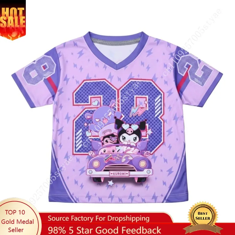 

Sanrio My Melody & Kuromi Jersey Allover Print Adult Kids Athleisure V-Neck T-Shirt Family Summer Quick-dry Soft Lightweight