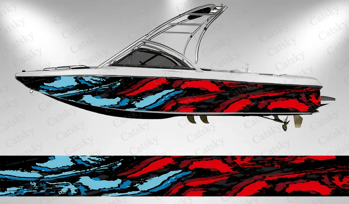 Colorful abstract graphics Boat wrap sticker vinyl boat for pontoon deck boat fishing platform decal sticker