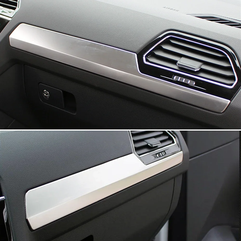 For Volkswagen VW Tiguan MK2 2017-2019 LHD Central Console Dashboard Cover Glove Box Trim Interior Stainless Steel Sticker