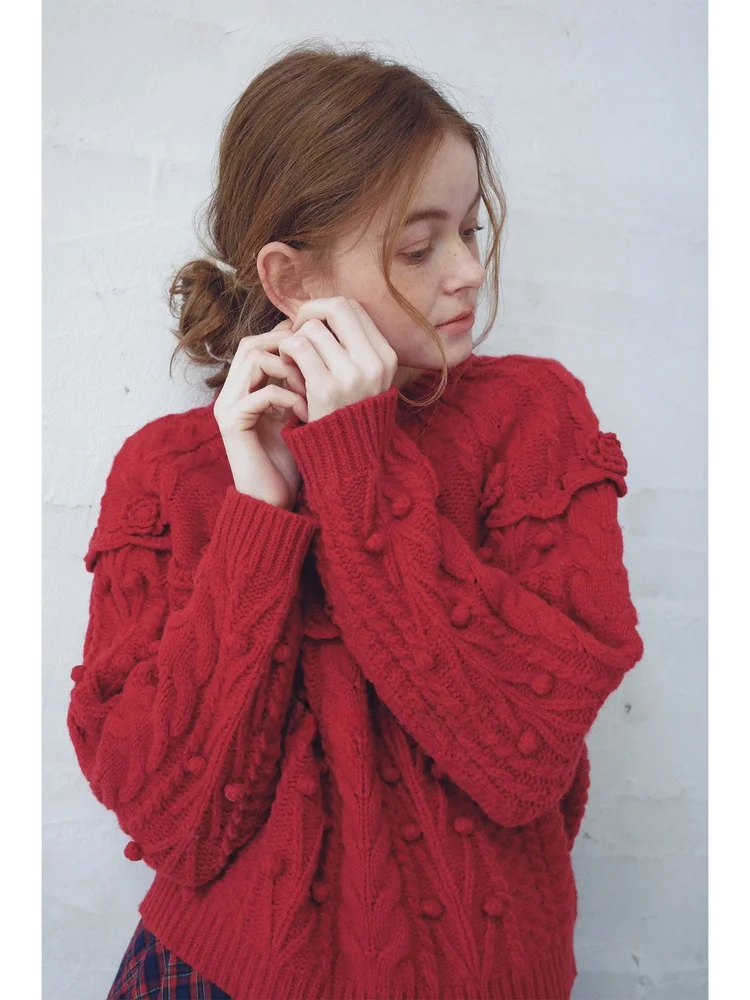 

Heavyweight Handmade Woolen Sweater Full Wool Ball Decoration Casual Sle Women's Faion Online Exclusive Winter 2025