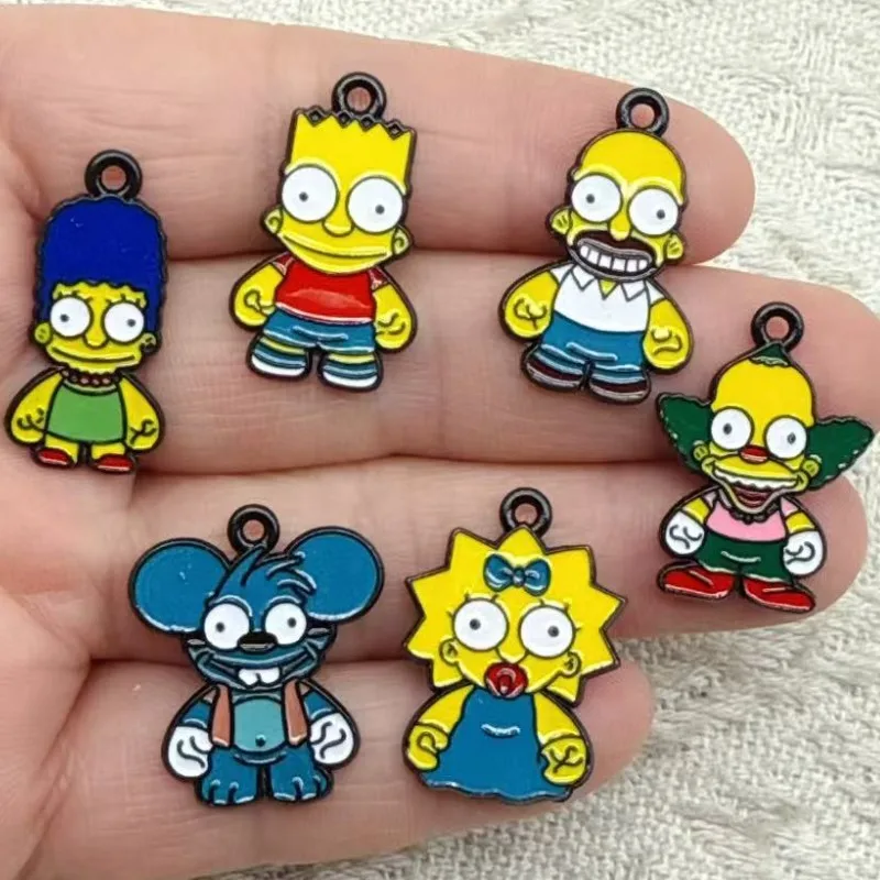 10 Stück The Simpsons Dekorationen Niedliche Legierungsanhänger Anime-Figuren Kinder-DIY Kreative Modeschmuck-Accessoires Geschenk