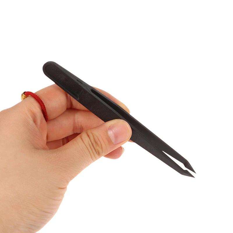 1PC Watch Repair Tool Antistatic Carbon Fiber Tweezer Straight Elbow Plastic Handle Installation Work Tweezer For Watchmaker New