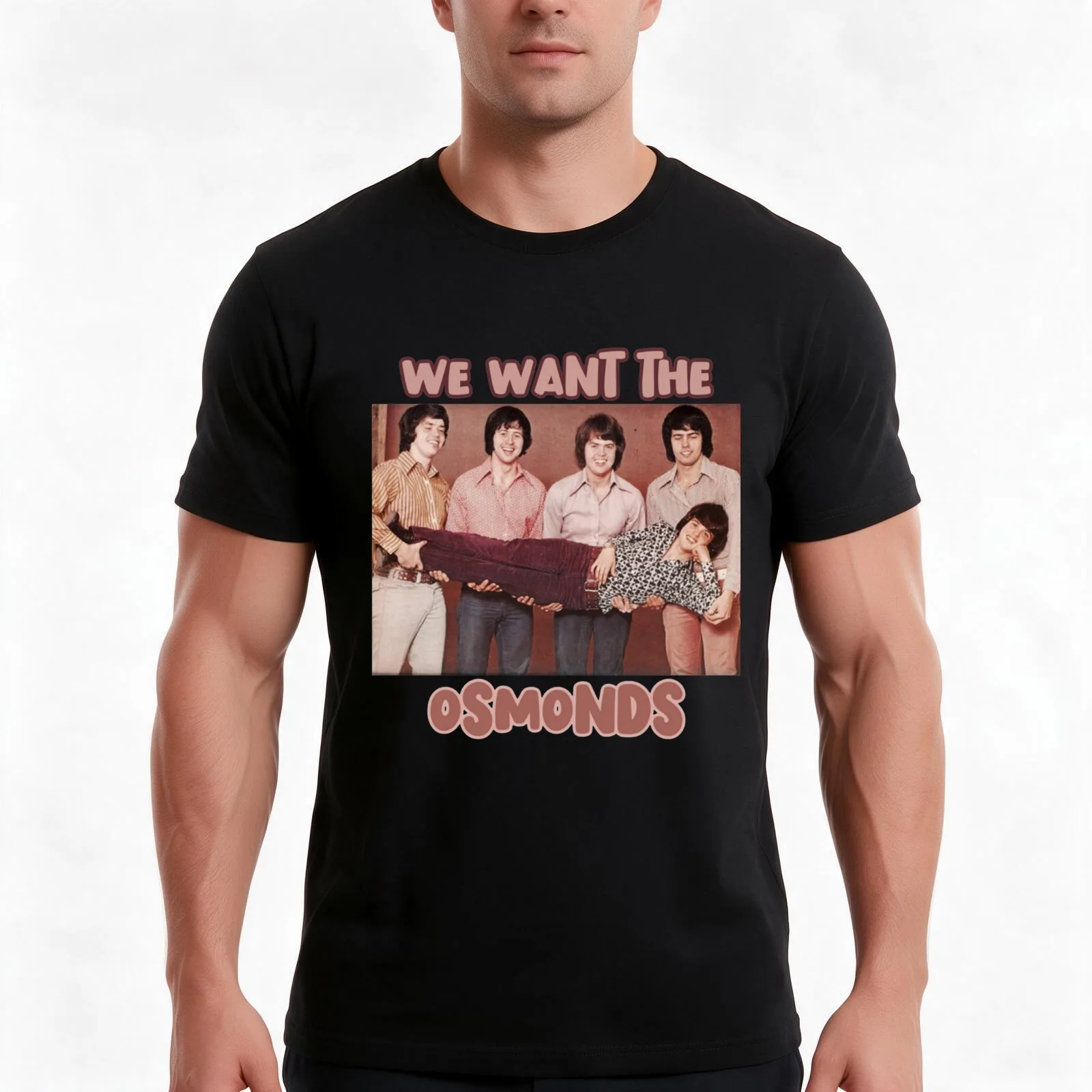 We want the Osmonds T-Shirt, Summer Casual Cotton Tee, Oversized Streetwear Tops, Vintage Graphic Print, Loose Fit Short Sleeve