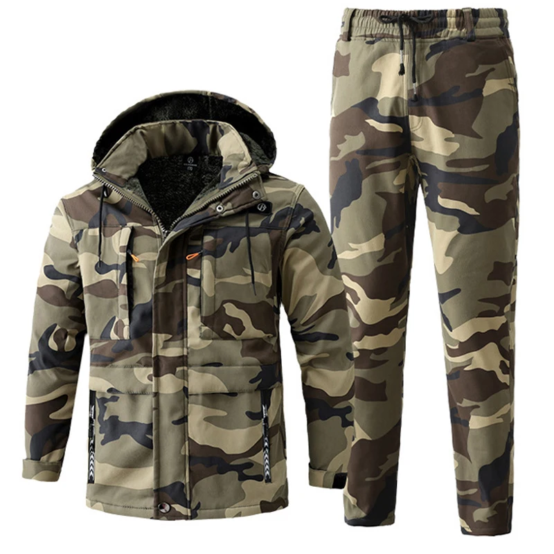 الشتاء الرجال الجبلية التزلج الحرارية مجموعات مقاوم للماء ملابس العمل دعوى رجل السترات التكتيكية + السراويل 2 قطع الصوف الدافئة سترة واقية مجموعات