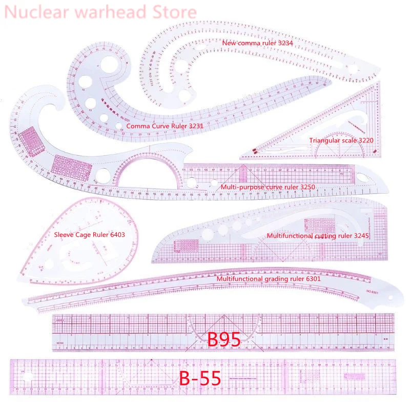 9 Piece Set Metric Clothes Curve Sewing Ruler Drawing Stencil Making Grading Curve Rule Pattern Making Accessories Making