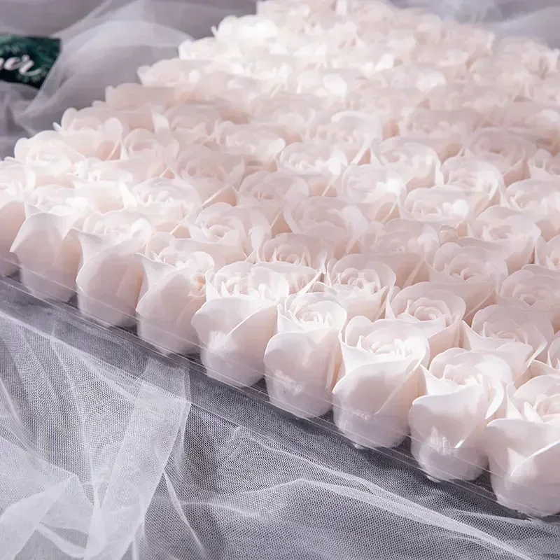 Spilewka 25Pcs 3.5x4cm 3 Layers Rose Soap Flower Heads, Artificial Flowers Without Base for Home Wedding DIY Gift Box Decoration