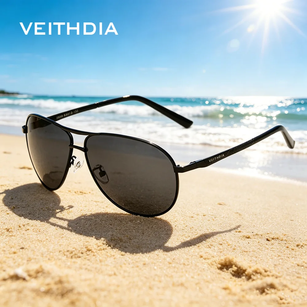 VEITHDIA Brand Pilot Sunglasses V25T056 Driving Essentials Polarized Mirror UV400 Anti-reflective Lens Sports Unisex Eyeglasses