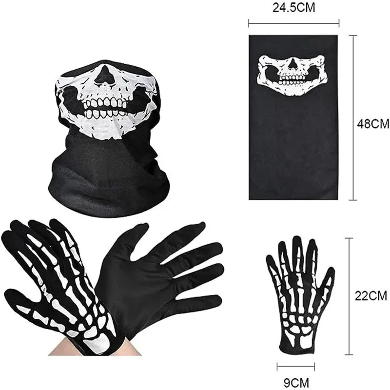 Grim Reaper Falce e guanti da scheletro spaventosi Grim Reaper Set di accessori Falce di Halloween Arma Puntelli per feste Costume Adulto Bambino
