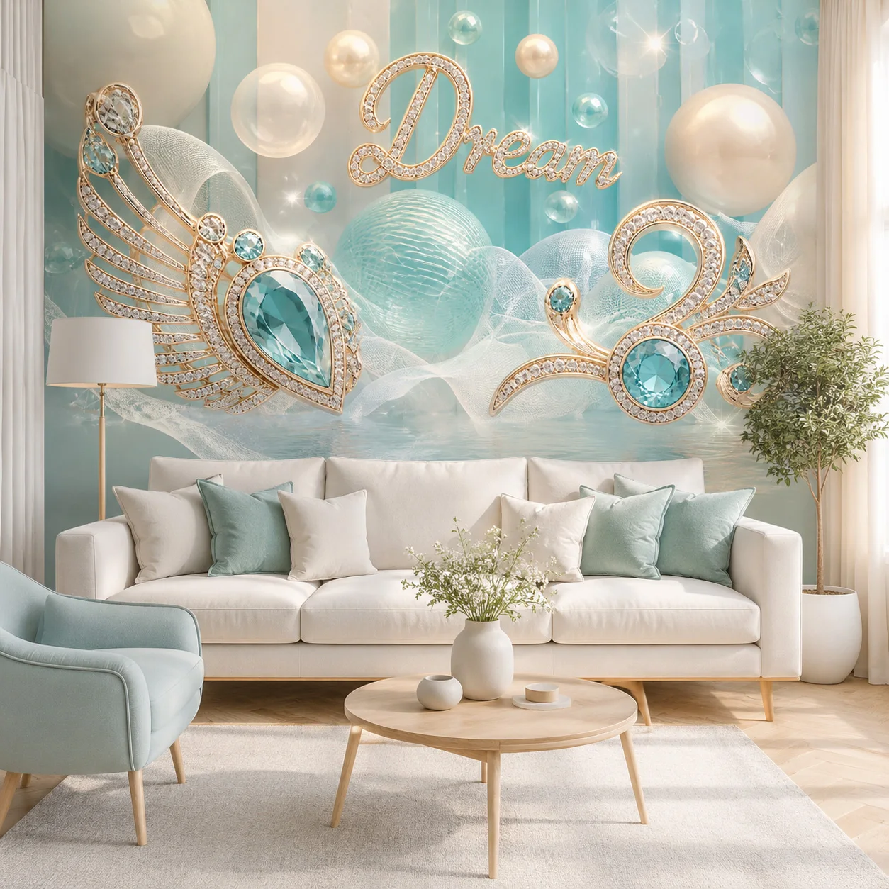Blue Gold Swan Wallpaper Mural Crystal Dream 3D Wall Art Luxury Living Room Bedroom Decor Non Self Adhesive Requires Glue