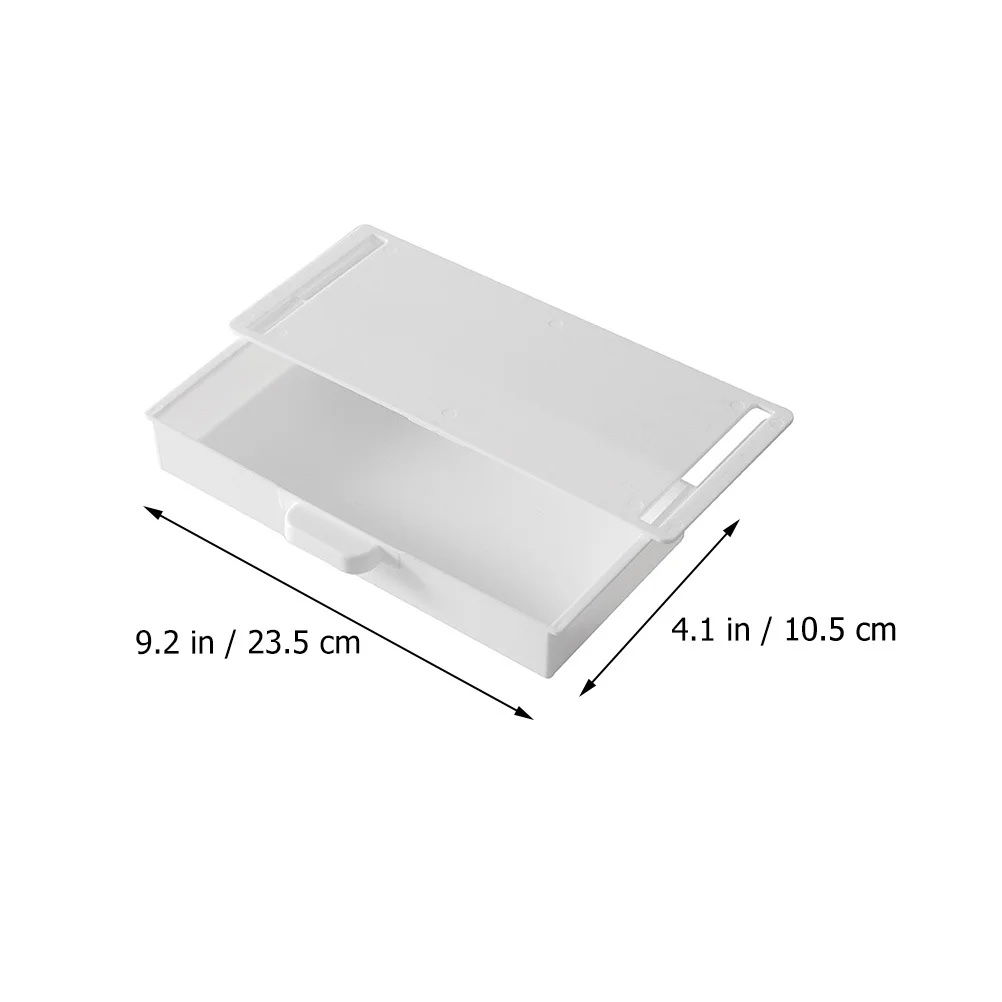 2pcs Adhesive Storage Boxes Pp Material Hidden Drawer Type Under Desk Pencil Organizers For Home Office Sundry Organizers