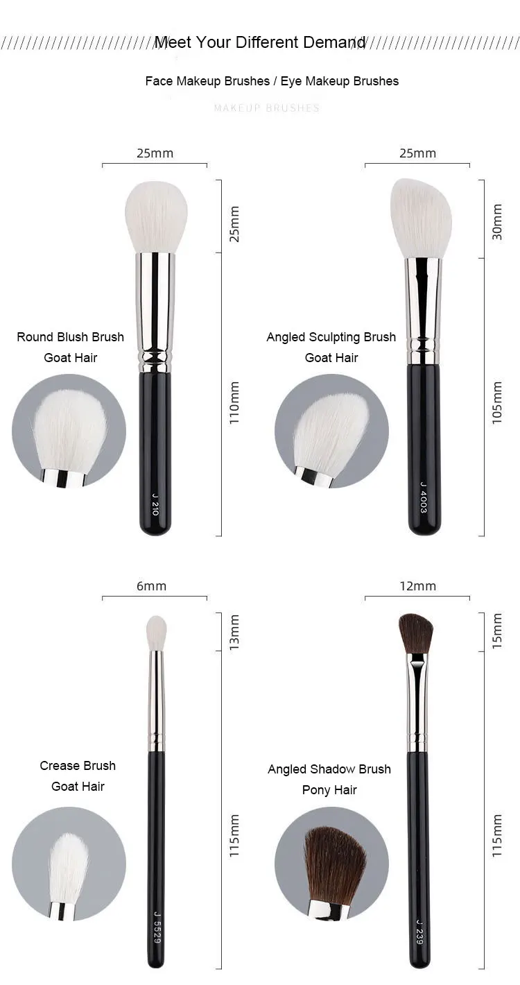 1pc Goat hair Round Blush Makeup brushes Angled sculpting Make up brush contour eyeshadow small smudge eye detail pointed shadow