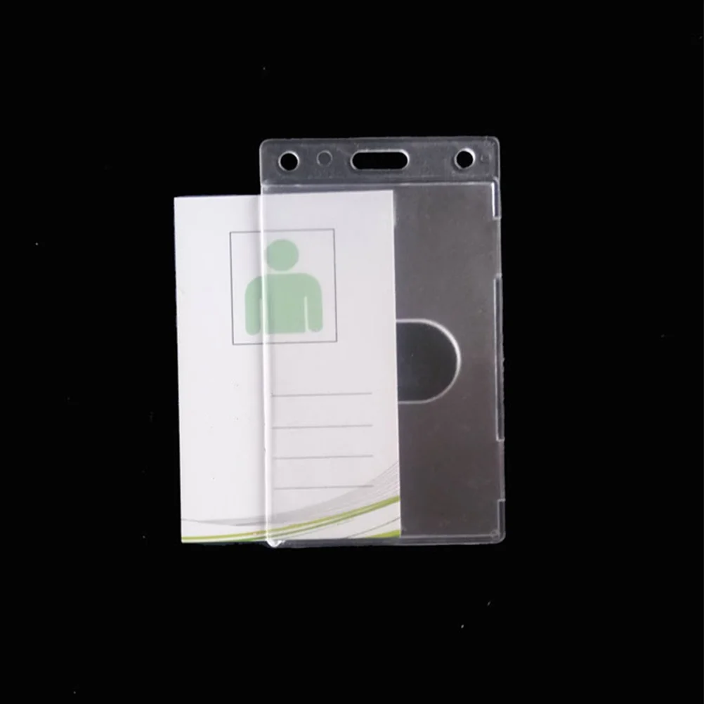 

5Pcs Rigid Transparent Plastic Id Card Holder Hard Badge Protector Side Insert Slot Clear School Conference