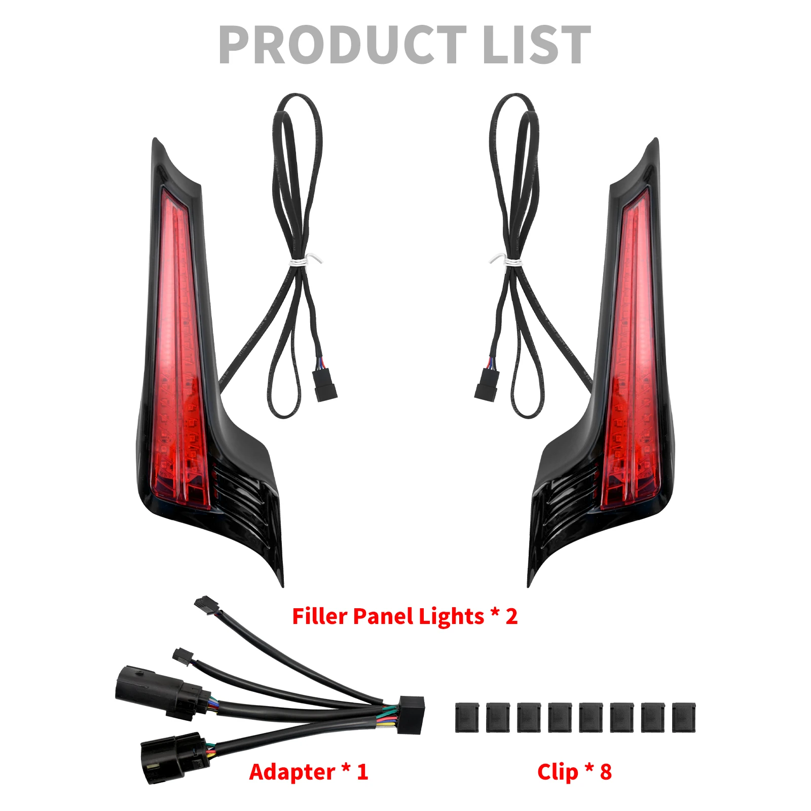 Motorcycle Rear Fender LED Lights Side Light Filler Panel Turn Signal Brake Lamp For Harley Touring Road King Street Glide 14-Up