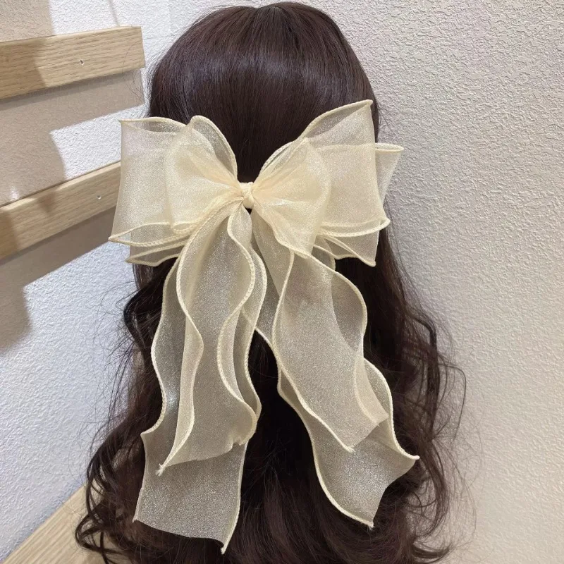 Fashion Ribbon Bowknot Hair Clips Women Ponytail Bow Hairpins Barrettes Multi-layer BowKnot Hairclip Girls Headwear Spring Clip