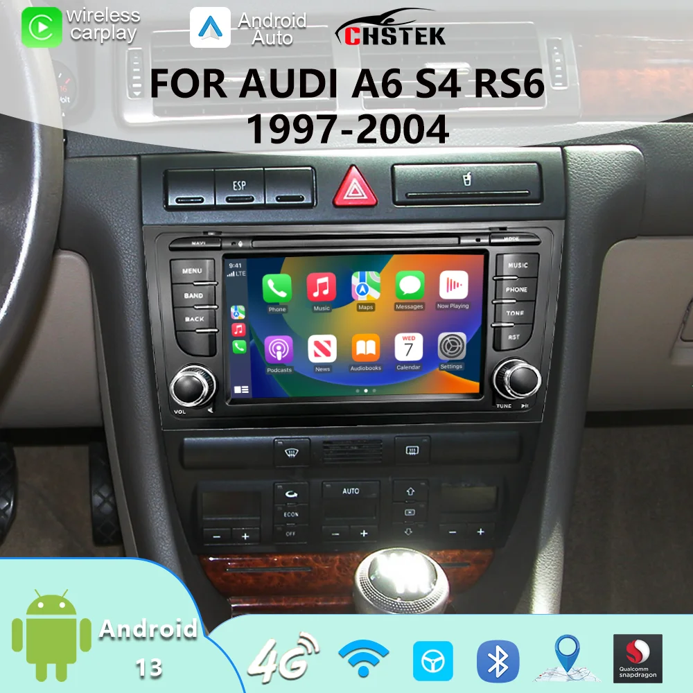 

CHSTEK Radio Samochodowe CarPlay For Audi A6 S4 RS6 1997 1998 1999-2004 Bluetooth GPS WIFI Multimedia Vedio Touchscreens Upgrade