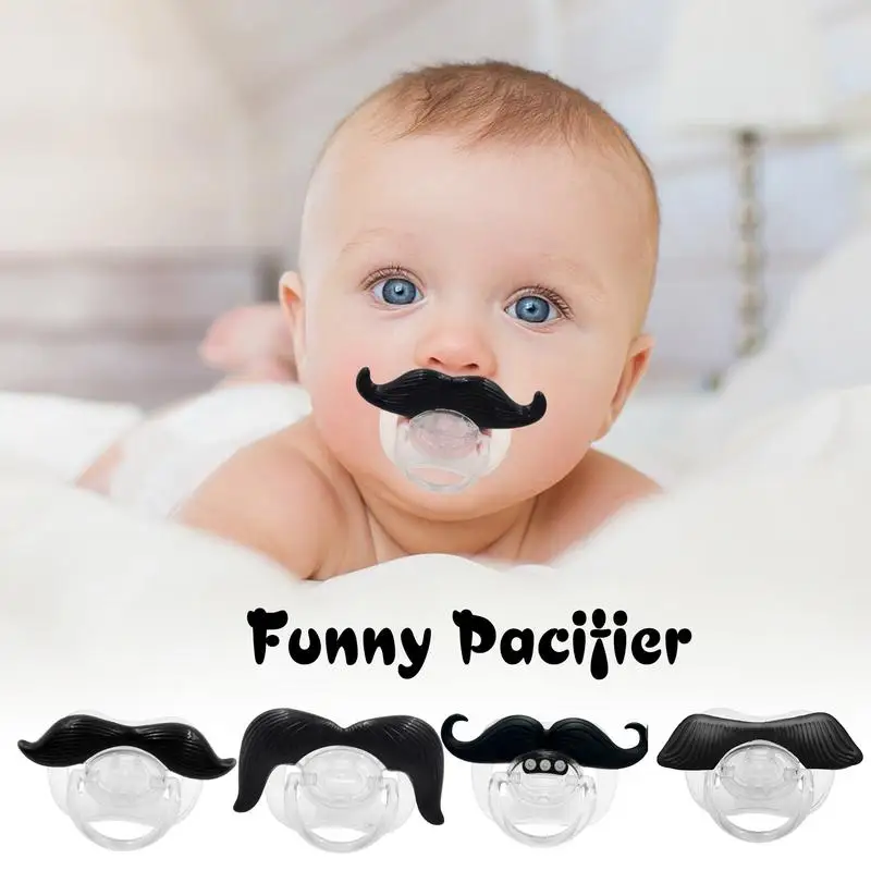 Baby Funny Pacifier Food Grade Cute Pacifiers With Funny Beard Cute Kissable Mustache Pacifier For Babies And Toddlers Accessory