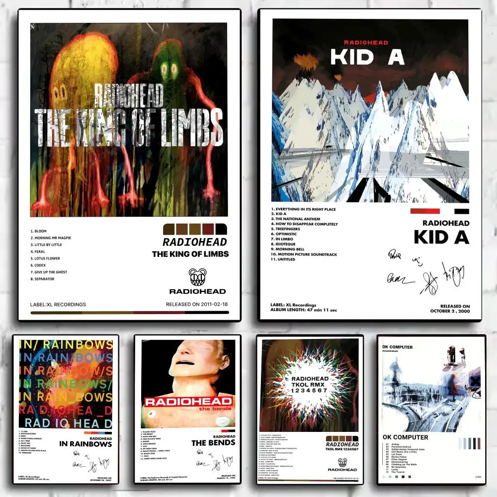 Pop Band C_Characters R_Radiohead Album Poster Decorative Wall Art Stickers Mural Photo Print for Home Living Room Hallway Decor