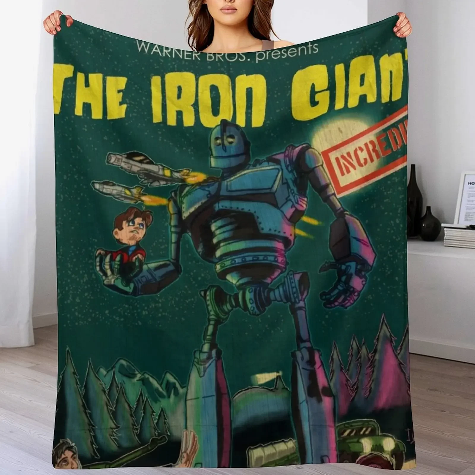 The Iron Giant 20th Anniversary Poster Throw Blanket Faux Fur Soft Warm Blanket for Bed