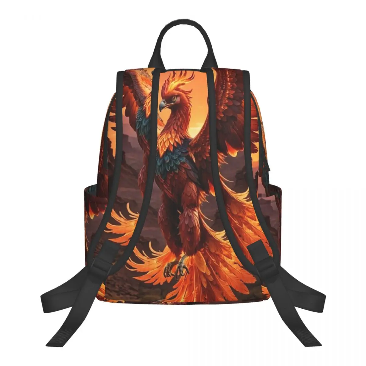Phoenix Mythical Bird With Fiery Wings Student Backpack School Bag Hiking Travel Daypack for Boys Girls Bookbag Shoulder Bags