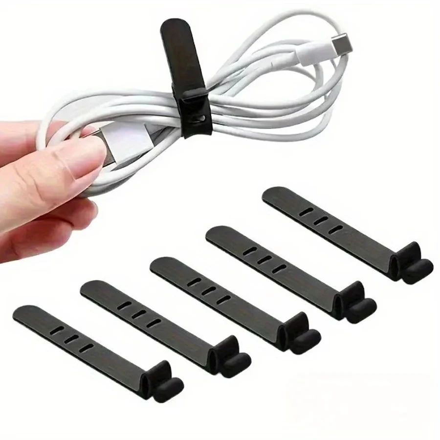 14-Piece Set - 3-Hole Silicone Storage Ties, Suitable for Data Cables and Earphone Cables, Easy to Use, Portable, and Practical