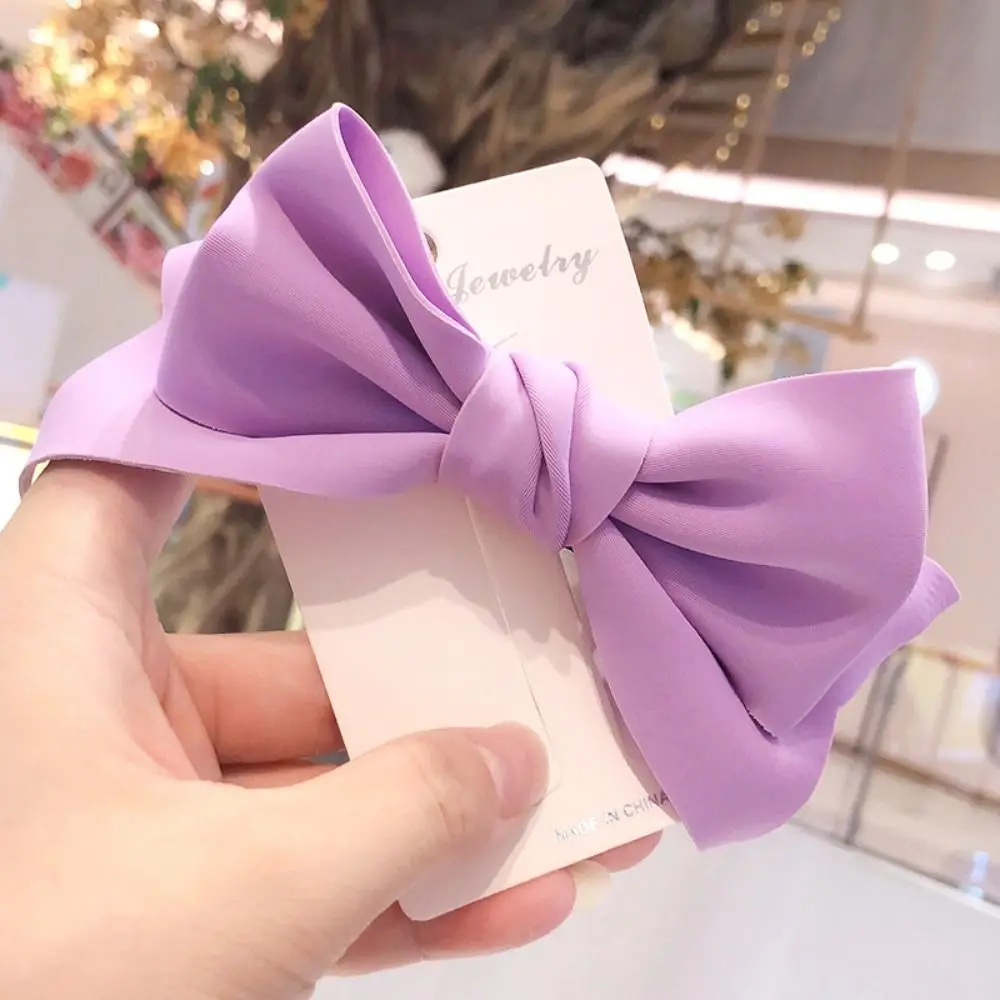 Y2K Style Cloth Purple Bow Cosplay Props Neck Decoration Satin Duck Billed Hair Clips Photo Accessories Neck Choker for Girls