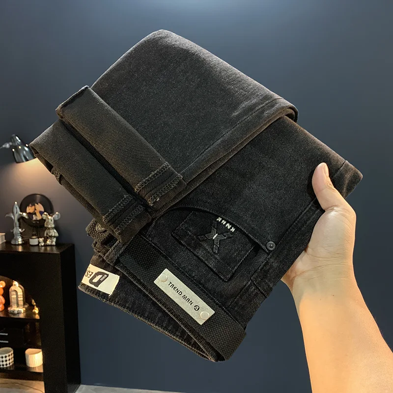 

Черные джинсы мужские, осень 2024, новая мужская одежда, элитные модные брендовые повседневные эластичные узкие брюки с маленькой ногой