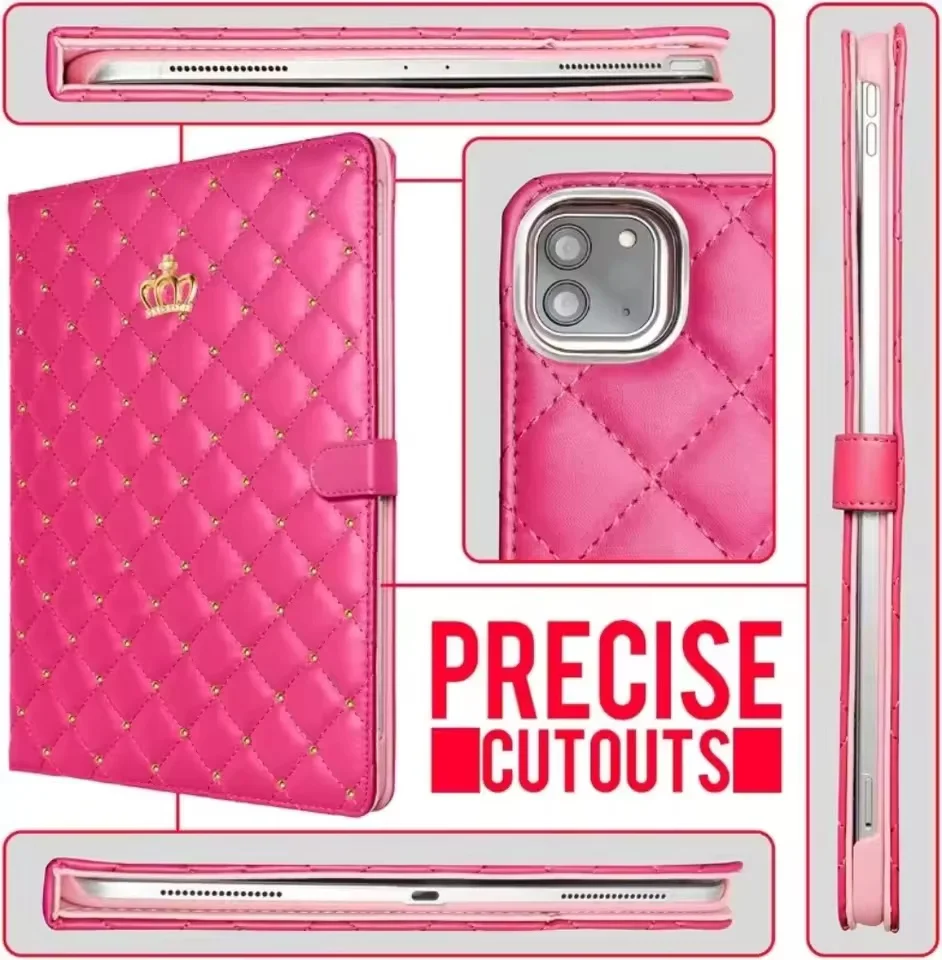 

Блестящий чехол Royal Crown для iPad 10-го поколения 2024 Pro 11 Air 11 10,9 10,2 Mini 6/5/4 9,7 2017/2018 Универсальный защитный чехол-подставка