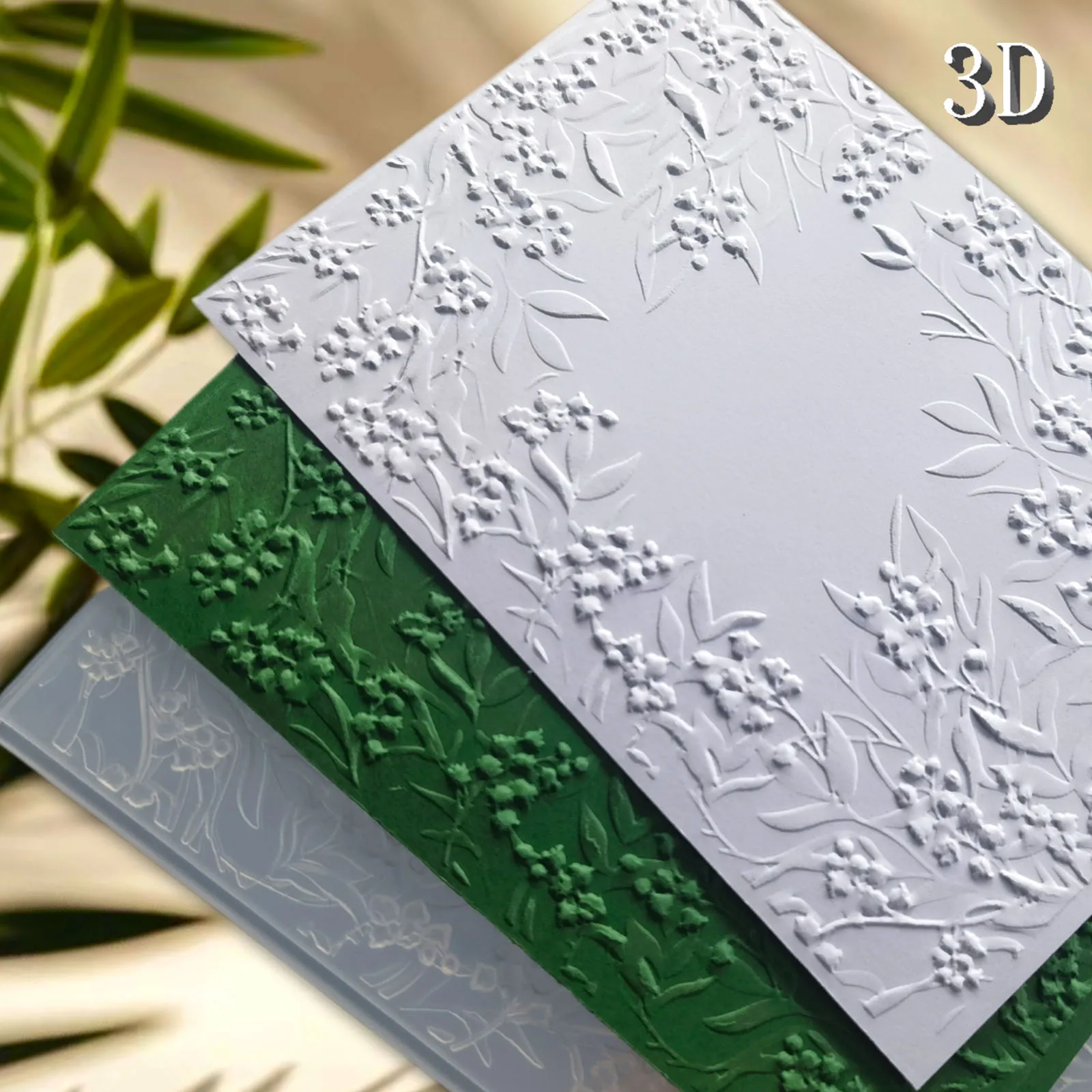 3D-geprägter Reliefordner, Texturdesign von „Green Symphony of Leaves and Fruits“, 1-teiliges Set für DIY-Sammelalbum, Geburtstagsteil
