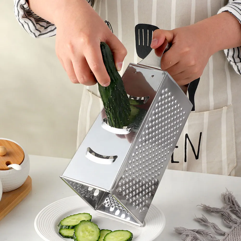 

Multifunctional Stainless Steel Grater Heavy Duty Vegetable Cheese Slicer Kitchen Tool Non Slip Handle Rust Resistant