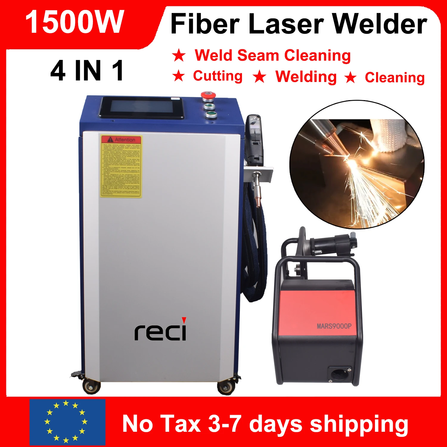 

1500W Fiber Laser Welding Machine 4 in 1 Laser Welding Cleaning Cutting Soldering Machine Handheld Laser Welder for All Metal