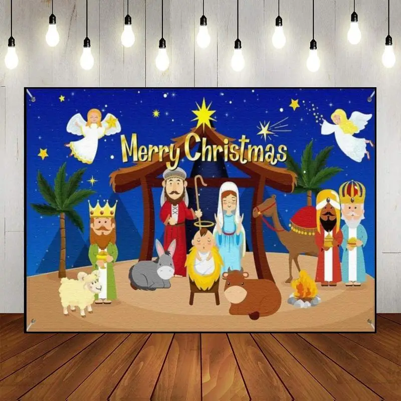 

Merry Christmas Sleigh Background Photography Backdrops Photo Banner Baby Shower Poster Decoration Custom Birthday Backdrop Eve