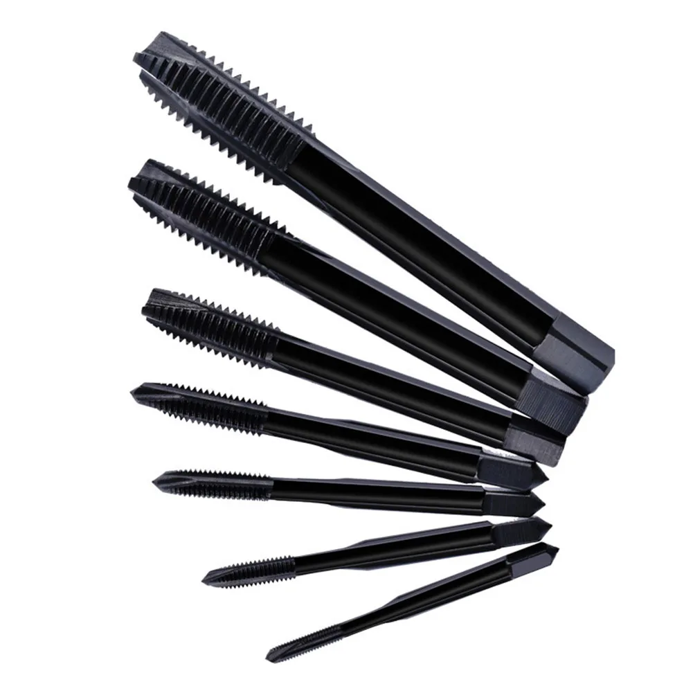 7Pcs Straight Flute Tap HSS Machine Screw Thread Metric Plug Tap Drill Bit M3 M4 M5 M6 M8 M10 M12 Metalworking Tapping Tool