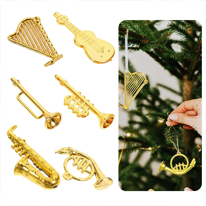 Assorted Mini Golden Music Instruments (10/20/50Pcs) – Vintage Style Micro Trinkets for Tabletop Decor & Party Favors TMZ
