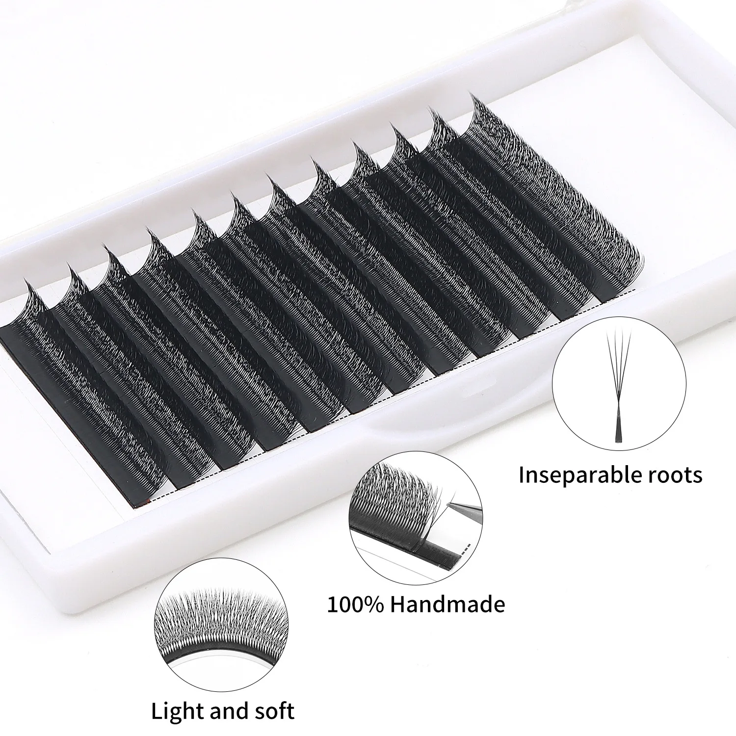 Narrow-shaped, small-mouth five-leaf clover eyelash extensions, 5D straight, two-leaf, three-leaf, and four-leaf clover, LM curv