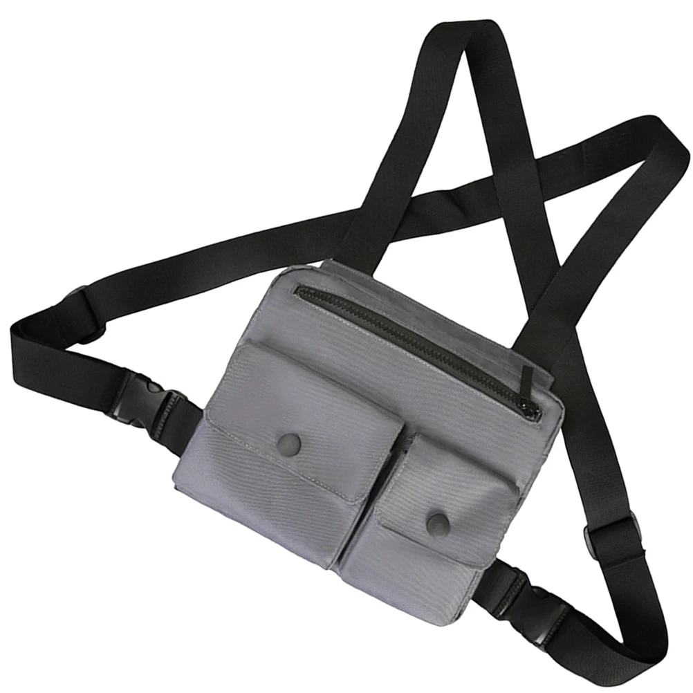 

Mobile Phone Chest Bag Lightweight Pouch Grey Nylon Sports Running Hiking Fashion Men Backpack