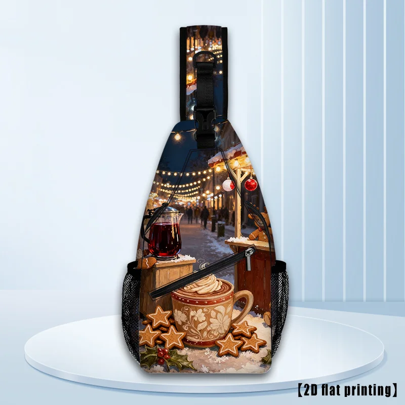 حقيبة ظهر للرجال والنساء لعيد الميلاد والزنجبيل وقصب الحلوى بطباعة مسطحة مع أشرطة قابلة للتعديل