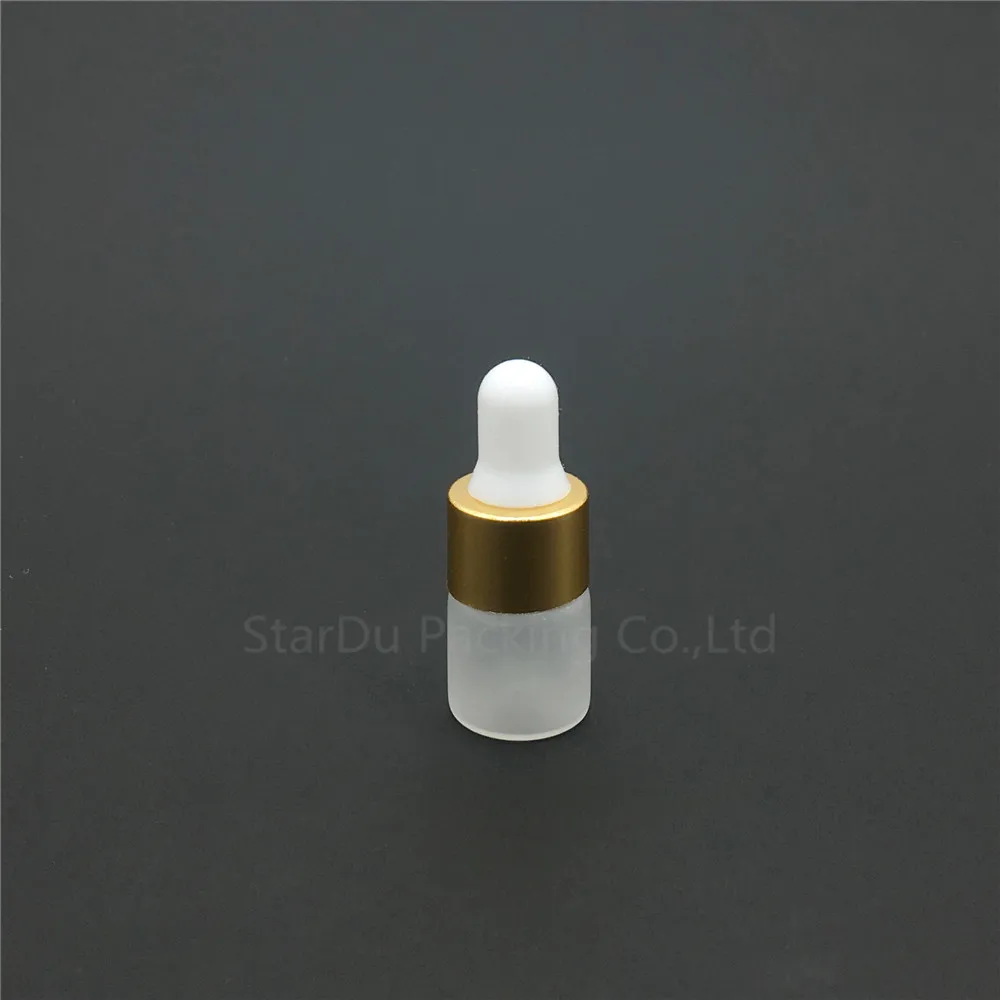 100pcs vazio 1ML frasco conta-gotas de vidro fosco 1cc mini frasco de vidro com pipeta conta-gotas