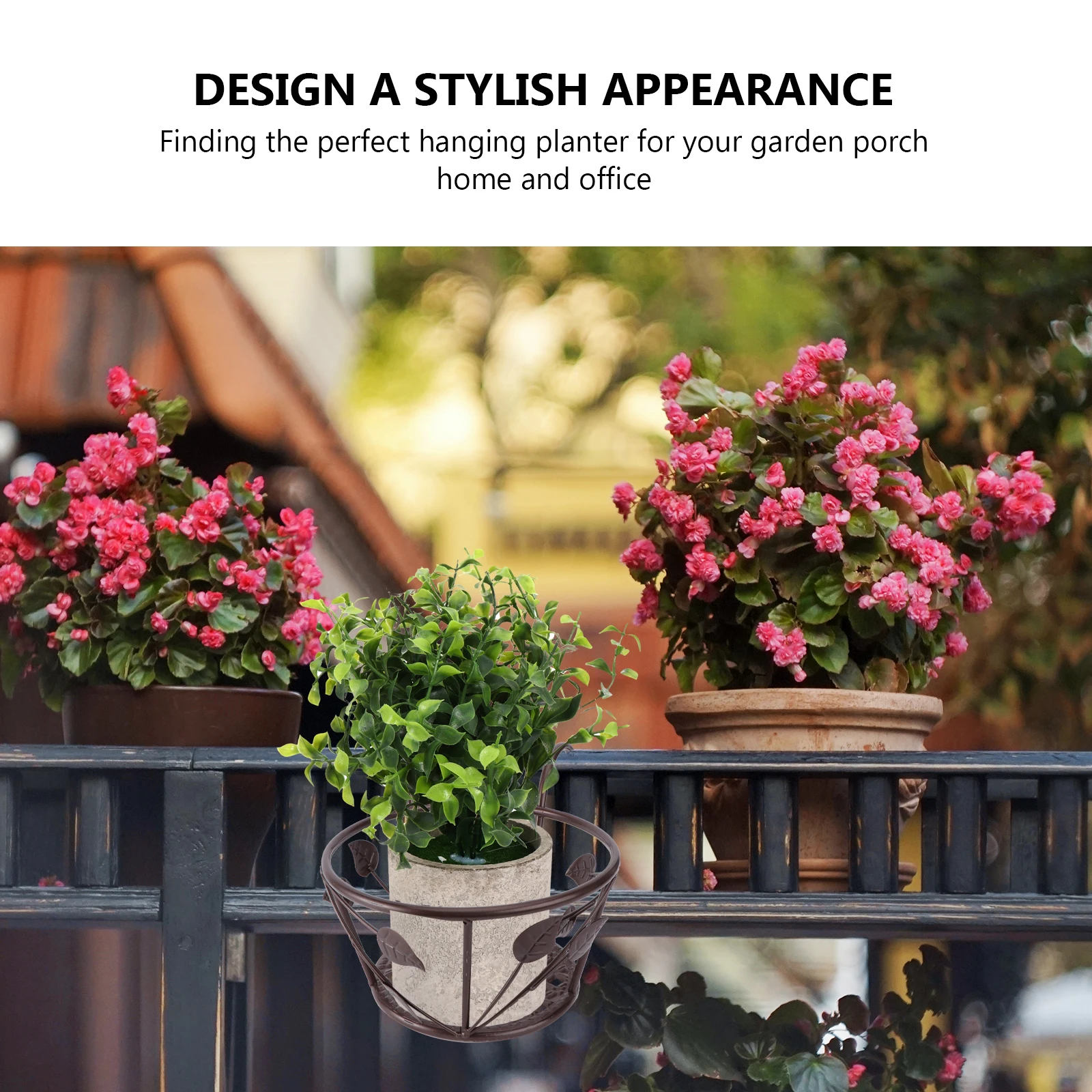 

1Pcs Hanging Flowerpot Rack Iron Art Balcony Railing Plant Basket Flowerpot Holder Storage Garden Multifunctional Display