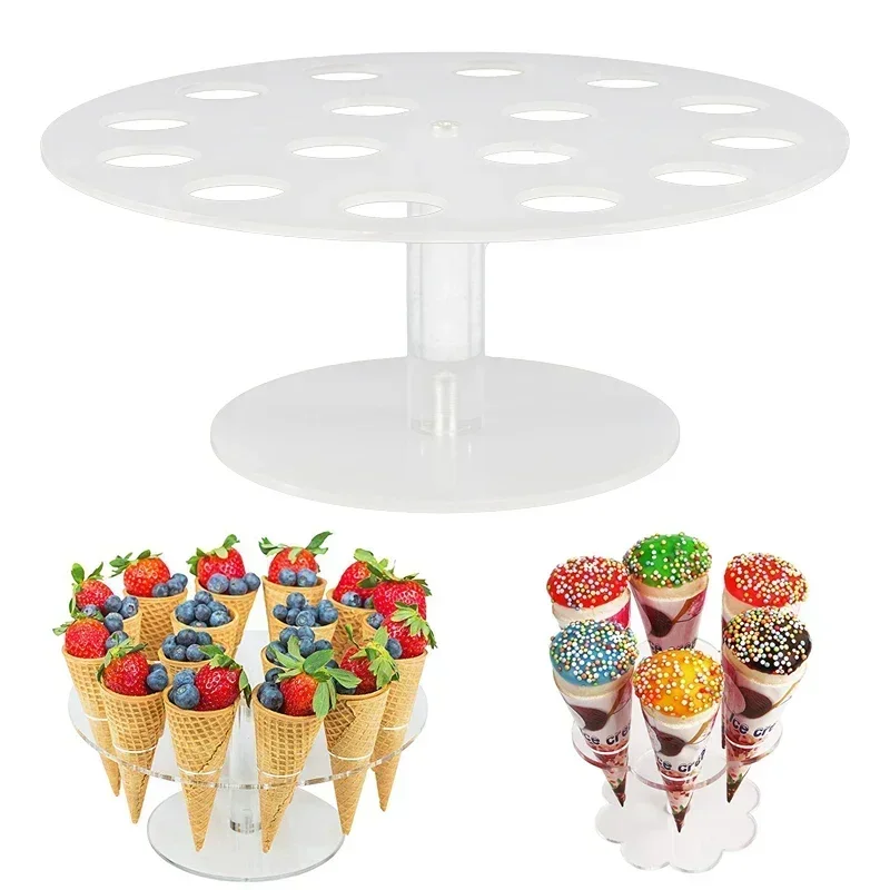 Cream Baking 6/16 Holes Buffet Wedding Tools Ice Food Acrylic Kitchen Stand Display Transparent Holder Cake Cone