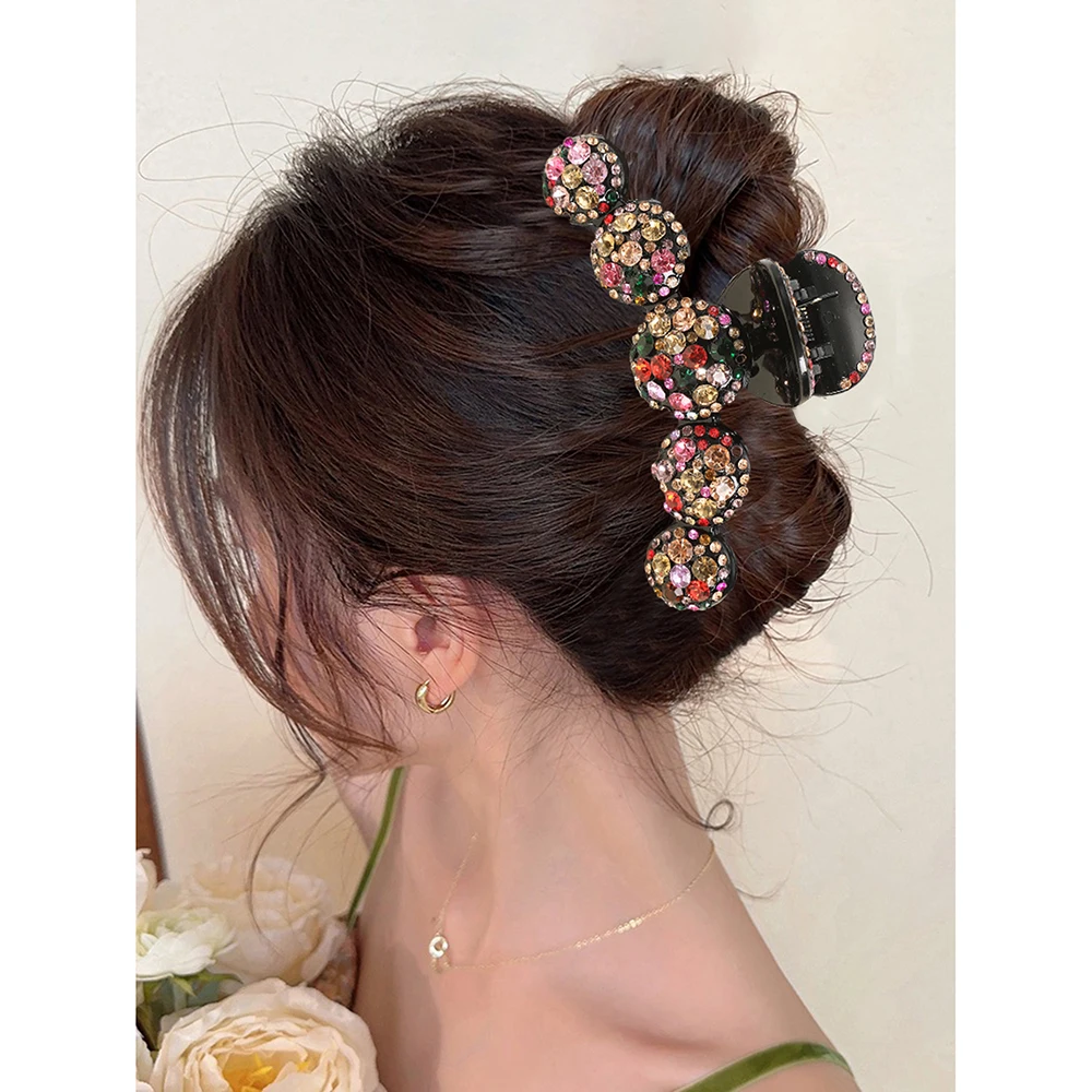 12cm Large Size Hair Claw Rhinestone Lucury Ponytail Hairpin Crabs Claw For Women Temperament Styling Tools Clip Accessories