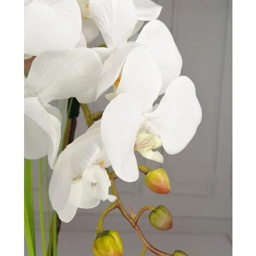 Nettenevime Artificial Flower White Orchid Ceramic Pots Single Branch Orchid 60CM