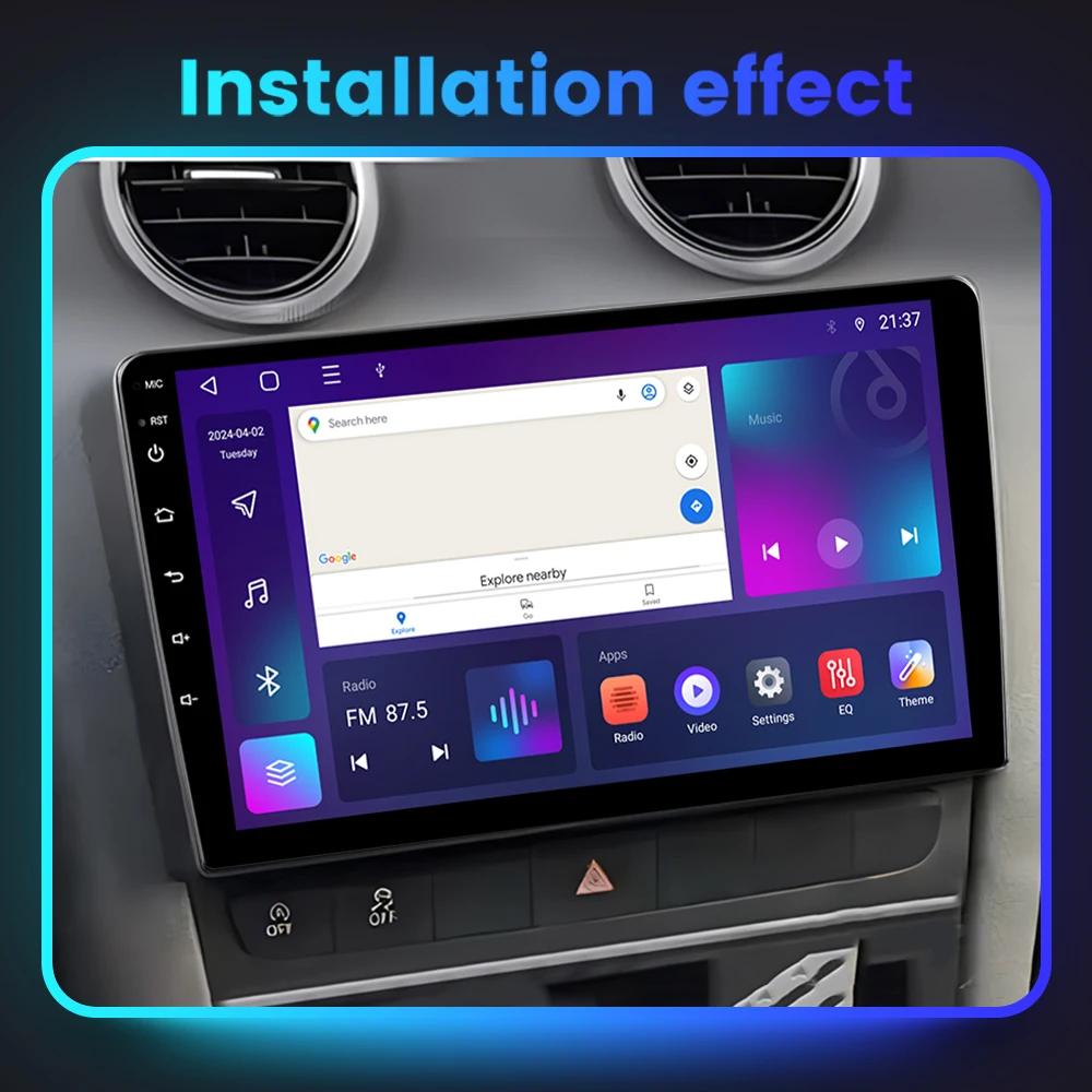 2K QLED Screen Universal Android 14 Car Radio Stereo Carplay Auto WIFI GPS Car Multimedia Video Player For Nissan Toyota Kia BMW