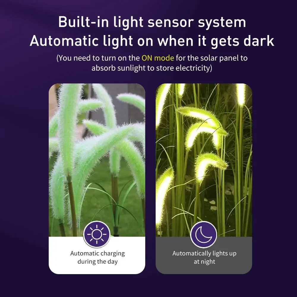2025 جديد الشمسية مصباح ليد في الهواء الطلق شارع مصباح حديقة مقاوم للماء ذيل الكلب العشب الألياف البصرية الأرض التوصيل الخفيفة للمنزل الريفي