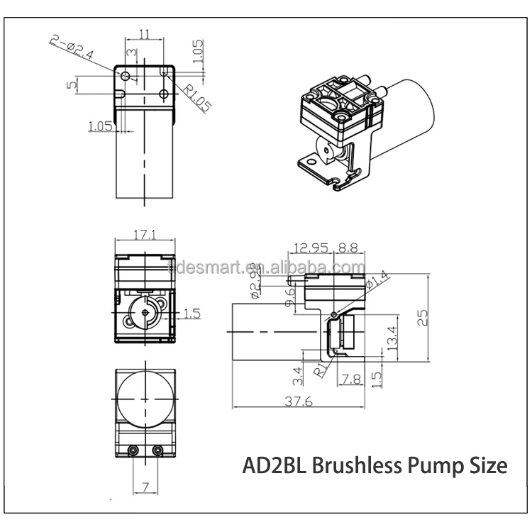 OEM Design 400ml/min Flow 5V DC Brushless Motor Low Noise Mini Air Pump Sampling Lab Electric Micro Diaphragm Vacuum Pump