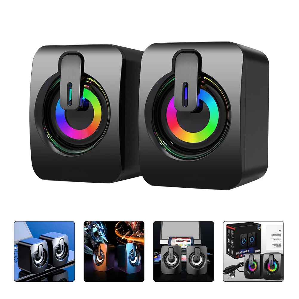 

Wired Gaming Speakers Laptop Subwoofer USB Powered Colorful LED Light 35mm Audio Interface PC Compatibility Desktop Computer