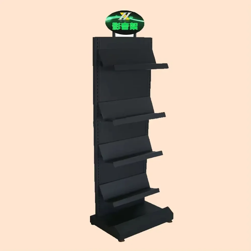 HYX-A015A Black Dvd Rack, Metal Dvd Display Rack, Cd Dvd Rack