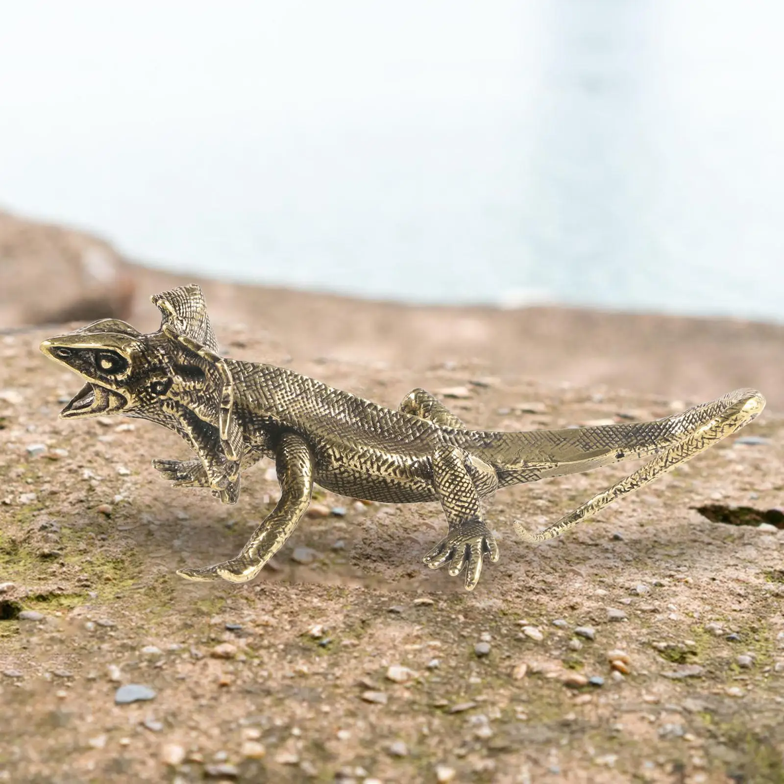

Статуя ящерицы, украшение для стола, коллекционное ретро латунное креативное животное