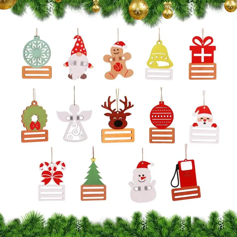 Christmas Money Holders Set Wooden Cash Holder With Double Layer design 14pcs Funny diverse  Christmas Money Holder Decoration